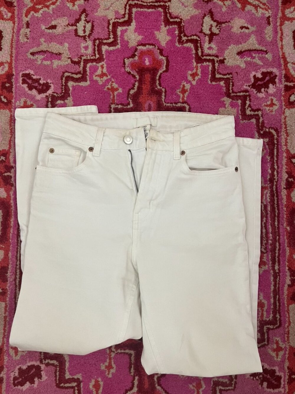 H&M White Wash Straight Denim Jean